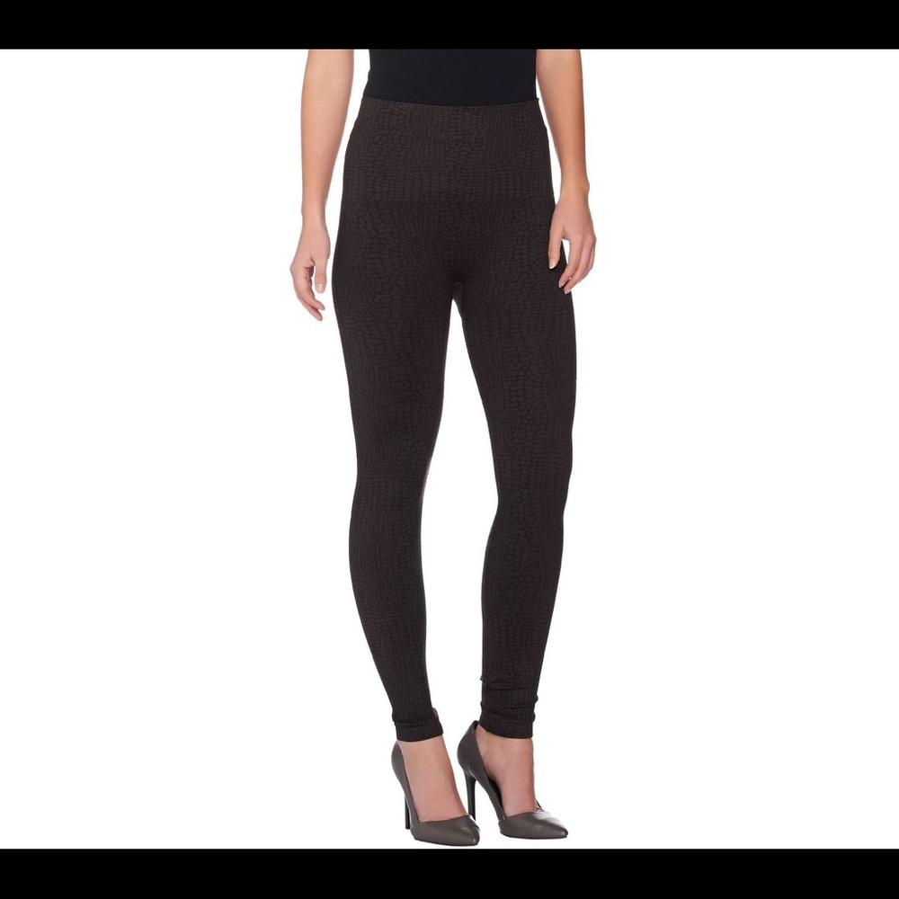 EUC Spanx w/ Brown Croc Print Leggings - Sz Med